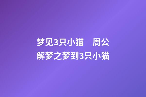 梦见3只小猫　周公解梦之梦到3只小猫